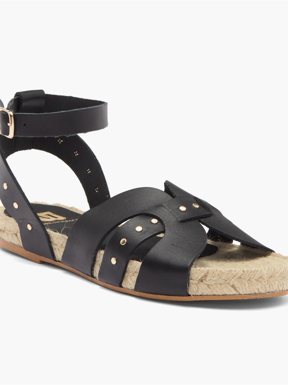 Bruno Magli Black Leather Ankle-Strap Studded Sandals